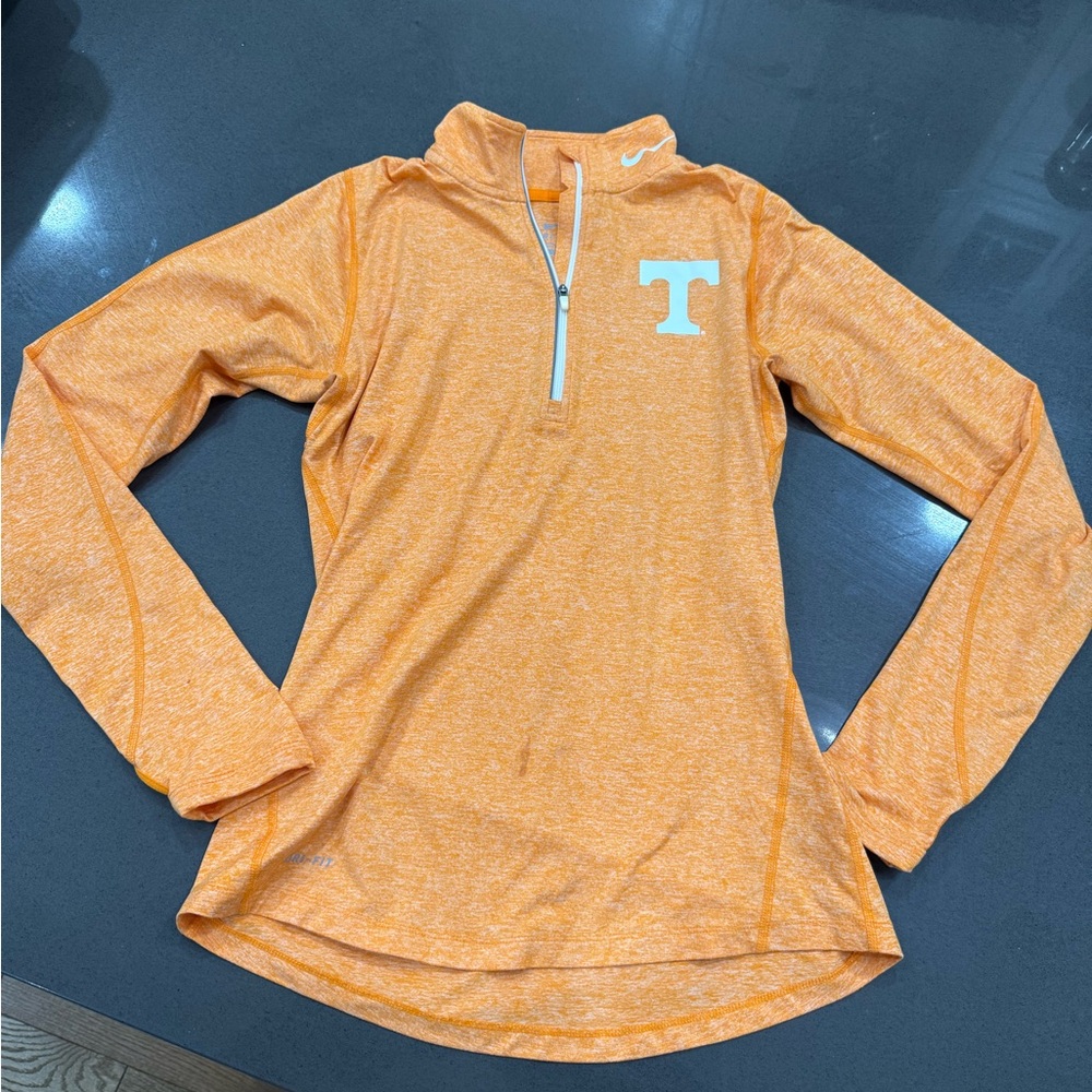 Nike University of Tennessee Orange Heather Quarter-Zip Pullover with White Logo